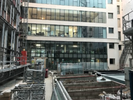 Mur rideau aluminium Kleber Paris — détail façade
